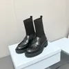 2023 Autumn/Winter P New Classic Party Cowhide+Elastic Cloth Boots for Women's Short Boots