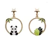 Studörhängen 10 Par /Lot Fashion Jewelry Metal Emalj Bambu Panda för kvinnor