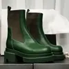 Mulheres designer fw23 tactor couro real botas verdes gênio botas de alta qualidade