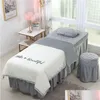 Beddengoedsets 4-delig Beautif Schoonheidssalon Mas Spa Gebruik Coral Veet Borduren Dekbed Er Bed Rok Dekbedlaken Custom S Drop Delivery Home Ga Dhc25