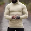 Herrtröjor Höst och vinter varma höghalsade långärmad botten utomhus Leisure Fitness Sports High-End Cotton Wool Fleece Top