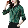 2023 Designer Gestreifte Lange Ärmel Shirts Frauen Mode Laterne Hülse Revers Runway Button Up Hemd Frühling Herbst Winter Schlank Vint3147