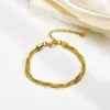 Bracciale intrecciato con catena a triplo serpente multistrato in acciaio inossidabile, gioielli con maglie, 2 mm, 8,3 pollici, placcato oro per le donne ragazze m1539