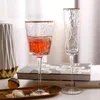 Copas de vino, martillo creativo, borde dorado, copa de cristal, copa de champán, copa europea, cristalería de barra roja HY
