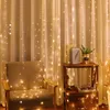 Noel Süslemeleri Perde Çelenk LED String Lights Festival Dekorasyonu 8 Mod USB Uzaktan Kumanda Tatil Düğün Peri Yatak Odası Ev 230919