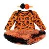 Clothing Sets 02 Years Baby Girls Romper Dress Halloween Pumpkin Witch Hat Party Mesh Tutu Casual 230919