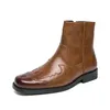 Herr Western Cowboy Boot Knight Leather Shoes Zipper Calf Ny högkvalitativ komfortmodedesign för pojkar festklänningskor