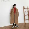 Men's Wool Blends 2023 Autumn Winter New Woolen Coat Women Korean Femme Black Wild Wool Jacket Female Fashion Long Loose Ladies Overcoat S2284 L230919