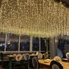 LED-strängar Party EU/US Christmas LED ICICLE Curtain String Light Decorations For Home Party Garland Outdoor Street House Decor Droop 0,6-0,8m HKD230919