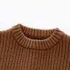 Pullover jesienne zima ciepłe dzieci dziewczęta swetry krótkie luźne dzianiny dla dzieci dla chłopców wierzchnia wierzcha 230918