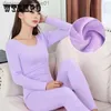 Women's Thermal Underwear Sexy Thermal Underwear Women Suit Thin Round Neck Tight-fitting Long Body Shaped Slim Intimate Sets Pajamas Warm Autumn Winter L230919