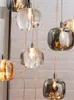 Lustre de plafond nordique moderne LED salon luxe cristal grenier chambre lumière salle à manger Lustre Lustre cuisine suspension lampe