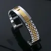 Solid Special Curved Interface rostfritt stål handled för Rolex log -typ metallföretag Greenwich Buckle 20mm Watch Band