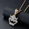 Men Hip Hop Zircon Halloween Dress Mask Vampire Monster Pendant Chaoren Necklace