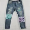 nieuwe aankomst heren designer jeans donkerzwart borstel verf vouw mode heren jeans slanke motorfiets biker hiphop broek topkwaliteit siz223u