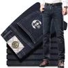 Jeans masculinos designer 2023 outono / inverno grosso fino ajuste reto meados de cintura casual negócios lazer marca elástica 3qh5