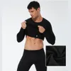 Herrspårar Athletic Compression Shirt Gym Tshirt Trousers Passar Långärmad fleece -fodrad Termal andningsbar svett absorberande 230919