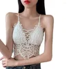 Débardeurs pour femmes Style d'été Français Rétro Crochet Fleur Creux Débardeurs Sling Pur Désir Sexy Construire Mince Peut Porter Soutien-Gorge Femme À L'extérieur B3399