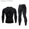 Kvinnors termiska underkläder Herrarna som kör Sports Suit MMA Rashgard Manlig snabb torkning av sportkläder Kompressionskläder Fitness Training Kit Thermal Underwear L230918