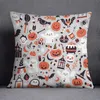 Coussin décoratif oreiller joyeux Halloween citrouille housse de coussin impression chapeau de sorcière cas château fantôme décor à la maison Funda 45 45 cm 230919