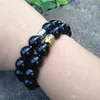 SN0366 Naturstein Mode 12mm Schwarz Perlen Stein Armband Männer Mala Yoga Buddha armband weihnachtsgeschenk schmuck 2947