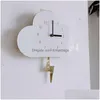 Настенные часы 10 шт. 1 шт. креативные часы с качающейся вспышкой в форме облака, украшения для детской комнаты, белая доставка, декор для дома и сада Dh5J0