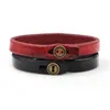 Charm Bracelets Simple Black Red Leather Little Button Bangle Cuff Wrist Bands Jewelry Women Fashion Drop Delivery Dh3Jr