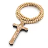 Colares Pingente Cruz De Madeira Homens Christian Relius Wood Crucifix Charme Rosário Beads Correntes Para Mulheres Hip Hop Jóias Presente Drop Delive Dhjdo