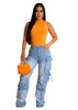 Kobiety Jumpsuits Rompers CM Yaya Women Safari Style wyrwane sznurka Elastyczna talia Multi Pocke Denim Pants 2023 Ins Fashion Cargo Dżinsy 230919