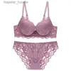 Conjuntos de sutiãs Conjuntos de sutiãs IRENE TINNIE Sexy Lace Lingerie Set Mulheres Push Up Três Quartos Cup Dessous Hollow Out Ajustável Deve Sutiã Alta Elástico Thong L230919