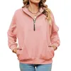 Women's Hoodies Hood Sweatshirt Women Ladies Oversized Sweatshirts Stand Collar Long Sleeve Solid Color Zipper Light Weight