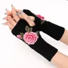 Zachte winterhandschoenen Bloem Rose Gebreide armwarmer Vingerloze wanten voor dames Meisjes Mode-accessoires