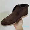 Wildleder -Lederfell Innenschuhe Herren Frühling Herbst Frauen fahren lässige Schuh Loro Luxus Design Open Walk Flats Slipper Mocassin Unisex Größe