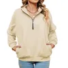 Women's Hoodies Hood Sweatshirt Women Ladies Oversized Sweatshirts Stand Collar Long Sleeve Solid Color Zipper Light Weight