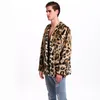 Couro masculino falso masculino outono inverno manter pele quente leopardo vison vneck manga longa jaqueta curta regular casual trench coat 230919