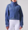 LU-026 Yoga Hoodies Half Full Zipper Scuba Sweatshirt Sports Plush Define Jacket Thicken Fleece Warm Casual Workout Fitness Coat Sweater