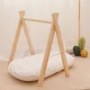 Rattles Mobiles 1pc Nordic style wooden children fitness frame BPA Free Gym Play Frame Nursery Sensory Ring-pull Toy Infant Room Rattle Toy 230919