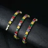 Hiphop personnalisé micro incrusté quatre couleurs carré zircon collier tendance hip hop bijoux