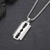 Mens Necklace Stainless Steel Blade CNC Crystals Pendant High Quality Jewelry For Husband Gifts Boyfriends Gifts 3mm 24inch