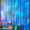 LED -strängar Party 16 Färg Byte Rainbow RGB Curtain Fairy Lights Backdrop Window String Light 300LED USB Fjärr Fairy Icicle Lights HKD230919