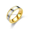 Band Rings ECG Love Heartbeat Ring rostfritt stål Kontrast Färg Guldpar för kvinnor Män modesmycken gåva Will och Sandy Drop D Dhnvg