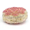 Sacos de noite Rosa Rosa Flor Em Forma de Cristal Saco de Embreagem Diamante Colorido Handmade Sacos Bolsa De Noiva Personalizado SC021 230919
