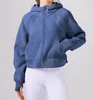LU-026 Yoga Hoodies Half Full Zipper Scuba Sweatshirt Sports Plush Define Jacket Thicken Fleece Warm Casual Workout Fitness Coat Sweater