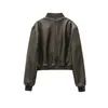 Women's Jackets RARF Women's vintage imitation leather bomber jacket coat top women's style 230919