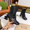 Fashion Pparies-04 0 Luxe Designer Enkellaarsjes Mode Vrouw Chunky Heel Bootie Kalfsleer Martin Heel met