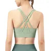 Yoga roupa nua de alta resistência à prova de choque sutiã esportivo colete feminino verão com almofada no peito roupa interior cruz linda volta fitness