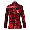 Abiti da uomo Blazer Giacca da uomo Giacca da cerimonia nuziale Abito slim Cappotto Decorazione con paillettes Blazer di lusso Blu Rosso Verde Terno Masculino 230919