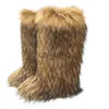 Buty kobiety futra kolan wysokie długie buty 2023 Zimowe kobiety puszyste furry faux lis fur