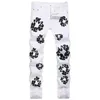 Herr jeans sommarsträckning tryck 8 stil vit smal fit denim byxor trendiga avslappnade midvistbyxor storlek 28-42 streetwear