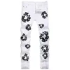 Męskie dżinsy Summer Stretch Print 8 Style White Slim Fit Denim Spods Trend Casual Mid-Pistist Spodni Rozmiar 28-42 Streetwear